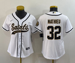 Women's Nike New Orleans Saints #32 Tyrann Mathieu White Joint Authentic Stitched NFL Jersey