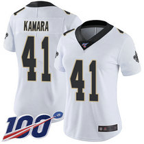 Women's Nike New Orleans Saints #41 Alvin Kamara 100th Season White Vapor Untouchable Authentic Stitched NFL Jersey