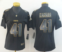 Women's Nike New Orleans Saints #41 Alvin Kamara Black Gold Vapor Untouchable Authentic Stitched NFL jersey