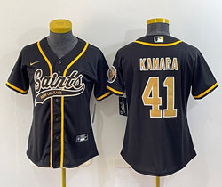 Women's Nike New Orleans Saints #41 Alvin Kamara Black Joint Authentic Stitched NFL Jersey