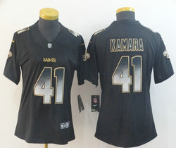 Women's Nike New Orleans Saints #41 Alvin Kamara Black Smoke Fashion Vapor Untouchable Authentic Stitched NFL jersey
