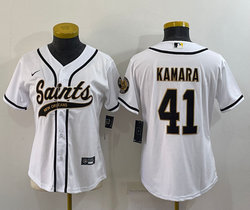 Women's Nike New Orleans Saints #41 Alvin Kamara White Joint Authentic Stitched NFL Jersey