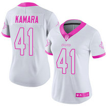 Women's Nike New Orleans Saints #41 Alvin Kamara White Pink Rush Authentic Stitched NFL Jersey