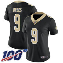 Women's Nike New Orleans Saints #9 Drew Brees 100th Season Black Vapor Untouchable Limited Authentic Stitched NFL Jersey