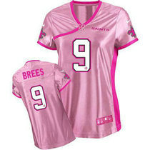 Women's Nike New Orleans Saints #9 Drew Brees Pink Be Luv'd Authentic Stitched NFL Jersey