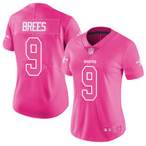 Women's Nike New Orleans Saints #9 Drew Brees Pink Rush Fashion Authentic Stitched NFL jersey