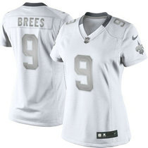 Women's Nike New Orleans Saints #9 Drew Brees Platinum White NFL Limited Jerseys