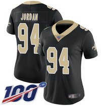 Women's Nike New Orleans Saints #94 Cameron Jordan 100th Season Black Vapor Untouchable Authentic Stitched NFL Jersey