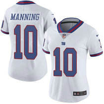 Women's Nike New York Giants #10 Eli Manning Limited White Rush Authentic Stitched NFL Jersey