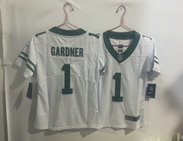 Women's Nike New York Jets #1 Ahmad Sauce Gardner White Throwback Vapor Untouchable Authentic Stitched NFL Jersey
