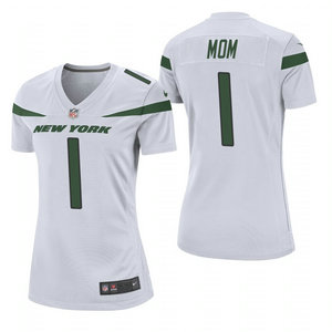Women's Nike New York Jets #1 Dad White 2021 Mother's Day Authentic Stitched NFL Jersey