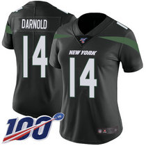 Women's Nike New York Jets #14 Sam Darnold 100th Season Black New Vapor Untouchable Limited Authentic Stitched NFL Jersey