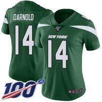 Women's Nike New York Jets #14 Sam Darnold 100th Season Green New Vapor Untouchable Limited Authentic Stitched NFL Jersey