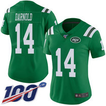 Women's Nike New York Jets #14 Sam Darnold 100th Season Green Rush Authentic Stitched NFL Jersey