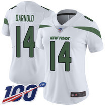 Women's Nike New York Jets #14 Sam Darnold 100th Season White New Vapor Untouchable Limited Authentic Stitched NFL Jersey
