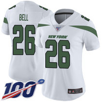 Women's Nike New York Jets #26 Le'Veon Bell 100th Season White New Vapor Untouchable Limited Authentic Stitched NFL Jersey