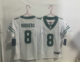 Women's Nike New York Jets #8 Aaron Rodgers White Throwback Vapor Untouchable Authentic Stitched NFL Jersey
