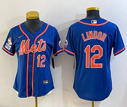 Women's Nike New York Mets #12 Francisco Lindor Royal Fashion Authentic Stitched MLB Jersey
