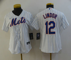 Women's Nike New York Mets #12 Francisco Lindor White Game Authentic Stitched MLB Jersey