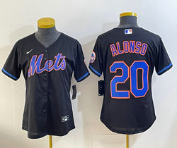 Women's Nike New York Mets #20 Pete Alonso Black Authentic Stitched MLB Jersey