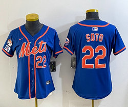 Youth Nike New York Mets #22 Juan Soto Royal Fashion Authentic Stitched MLB Jersey