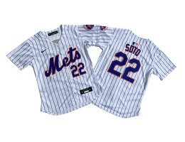 Women's Nike New York Mets #22 Juan Soto White Stripe Limited MLB Jersey