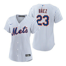 Women's Nike New York Mets #23 Javier Baez White Game Authentic Stitched MLB Jersey