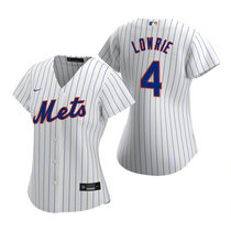 Women's Nike New York Mets #4 Jed Lowrie White Game Authentic Stitched MLB Jersey