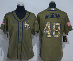 Women's Nike New York Mets #48 Jacob DeGrom Green Salute to Service Authentic Stitched MLB Jersey