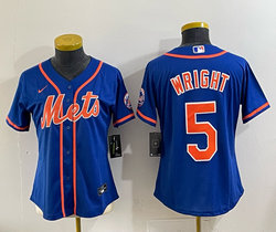 Women's Nike New York Mets #5 David Wright Blue Authentic Stitched MLB Jersey