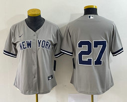 Women's Nike New York Yankees #27 Giancarlo Stanton Grey no name Authentic Stitched MLB Jersey