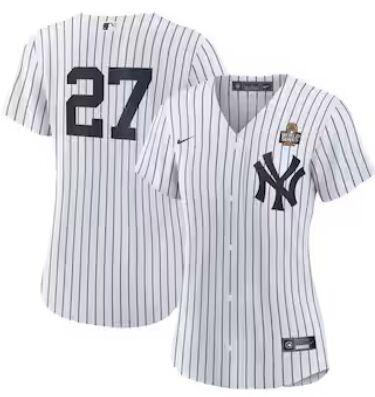 Women's Nike New York Yankees #27 Giancarlo Stanton White no name 2024 World Series Baseball Jersey