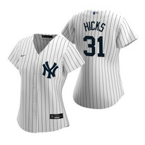 Women's Nike New York Yankees #31 Aaron Hicks White Game Authentic Stitched MLB Jersey