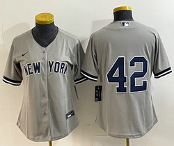 Women's Nike New York Yankees #42 Mariano Rivera Gray Authentic Stitched MLB Jerseys