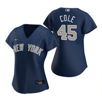 Women's Nike New York Yankees #45 Gerrit Cole Navy Blue With Name Authentic Stitched MLB jersey