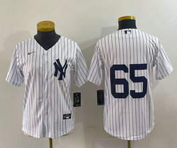 Women's Nike New York Yankees #65 Nestor Cortes Jr. White Stripe Stitched MLB Jersey