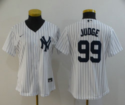 Women's Nike New York Yankees #99 Aaron Judge White Game With Name Authentic Stitched MLB Jersey