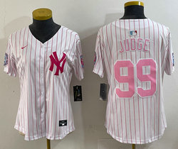 Women's Nike New York Yankees #99 Aaron Judge White Stripes Joint Stitched MLB Jersey