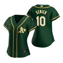 Women's Nike Oakland Athletics #10 Marcus Semien Green Game Authentic Stitched MLB Jersey