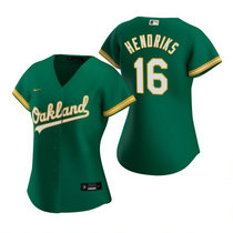 Women's Nike Oakland Athletics #16 Liam Hendriks Green Game Authentic Stitched MLB Jersey