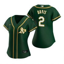 Women's Nike Oakland Athletics #2 Khris Davis Green Game Authentic Stitched MLB Jersey