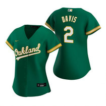 Women's Nike Oakland Athletics #2 Khris Davis Green Game Authentic Stitched MLB Jerseys