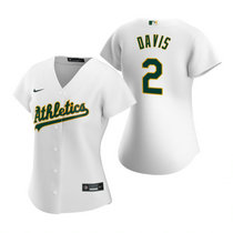 Women's Nike Oakland Athletics #2 Khris Davis White Game Authentic Stitched MLB Jerseys
