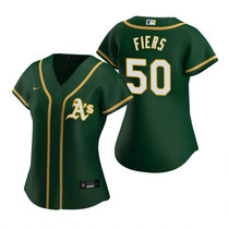 Women's Nike Oakland Athletics #50 Mike Fiers Green Game Authentic Stitched MLB Jerseys