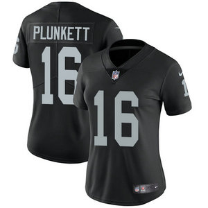 Women's Nike Oakland Raiders #16 Jim Plunkett Black Authentic Stitched NFL Jersey