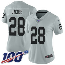 Women's Nike Oakland Raiders #28 Josh Jacobs 100th Season Grey Inverted Legend Vapor Untouchable Authentic Stitched NFL jersey