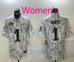 Women's Nike Philadelphia Eagles #1 Jalen Hurts 2024 Salute to Service Authentic Stitched NFL Jersey