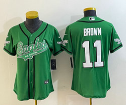 Women's Nike Philadelphia Eagles #11 A. J. Brown Green Joint 2(II) baseball jersey