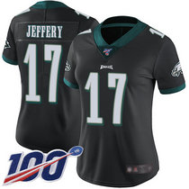 Women's Nike Philadelphia Eagles #17 Alshon Jeffery 100th Season Black Vapor Untouchable Authentic Stitched NFL Jersey