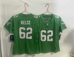 Women's Nike Philadelphia Eagles #62 Jason Kelce Green Throwback Vapor Untouchable Authentic Stitched NFL Jersey